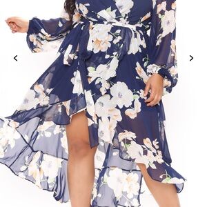Floral Navy Chiffon Dress